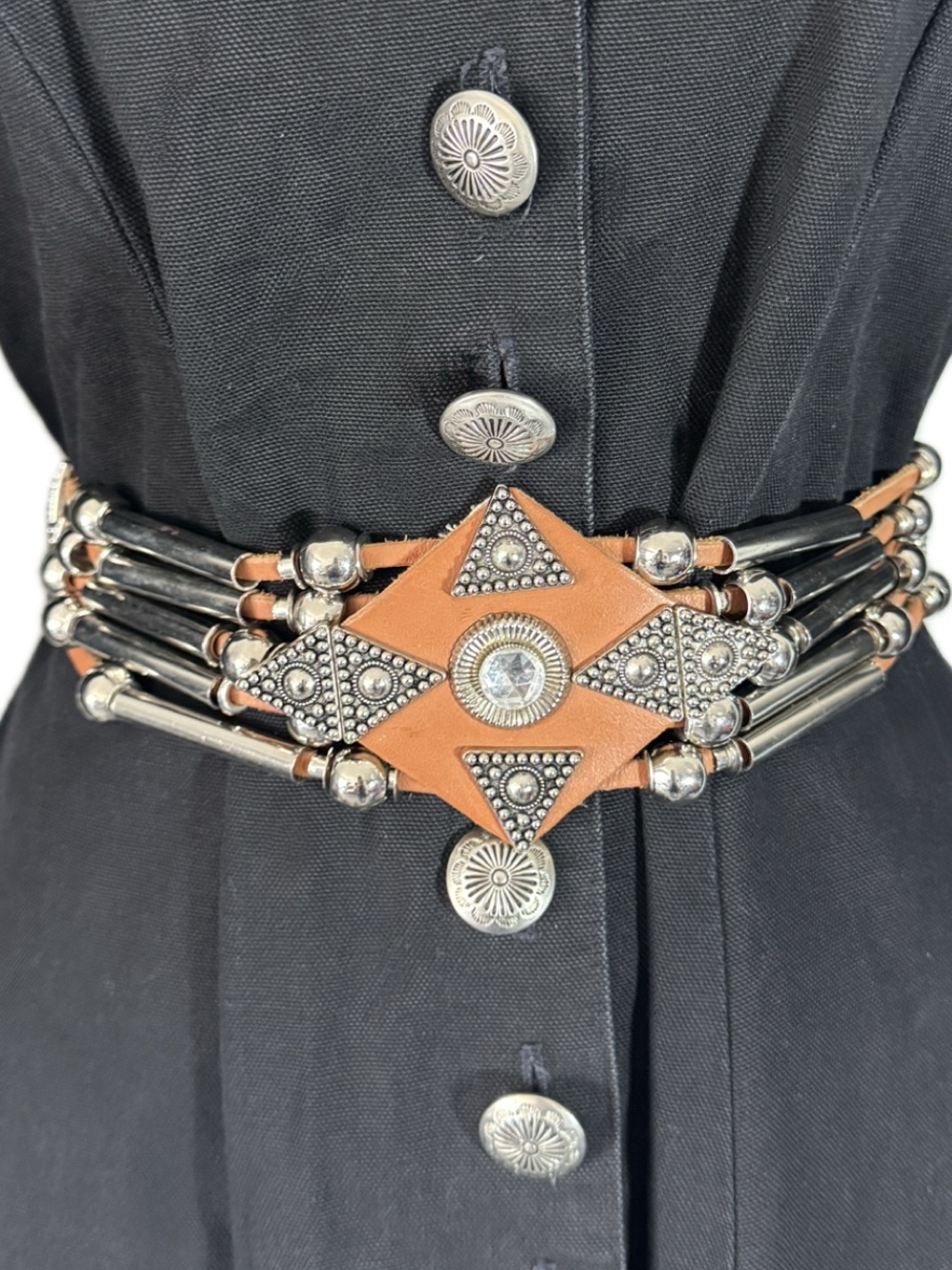 Vintage Western Leather belt Southwestern Concho Multi-Strand Sz XS-Sm 26”-29” W